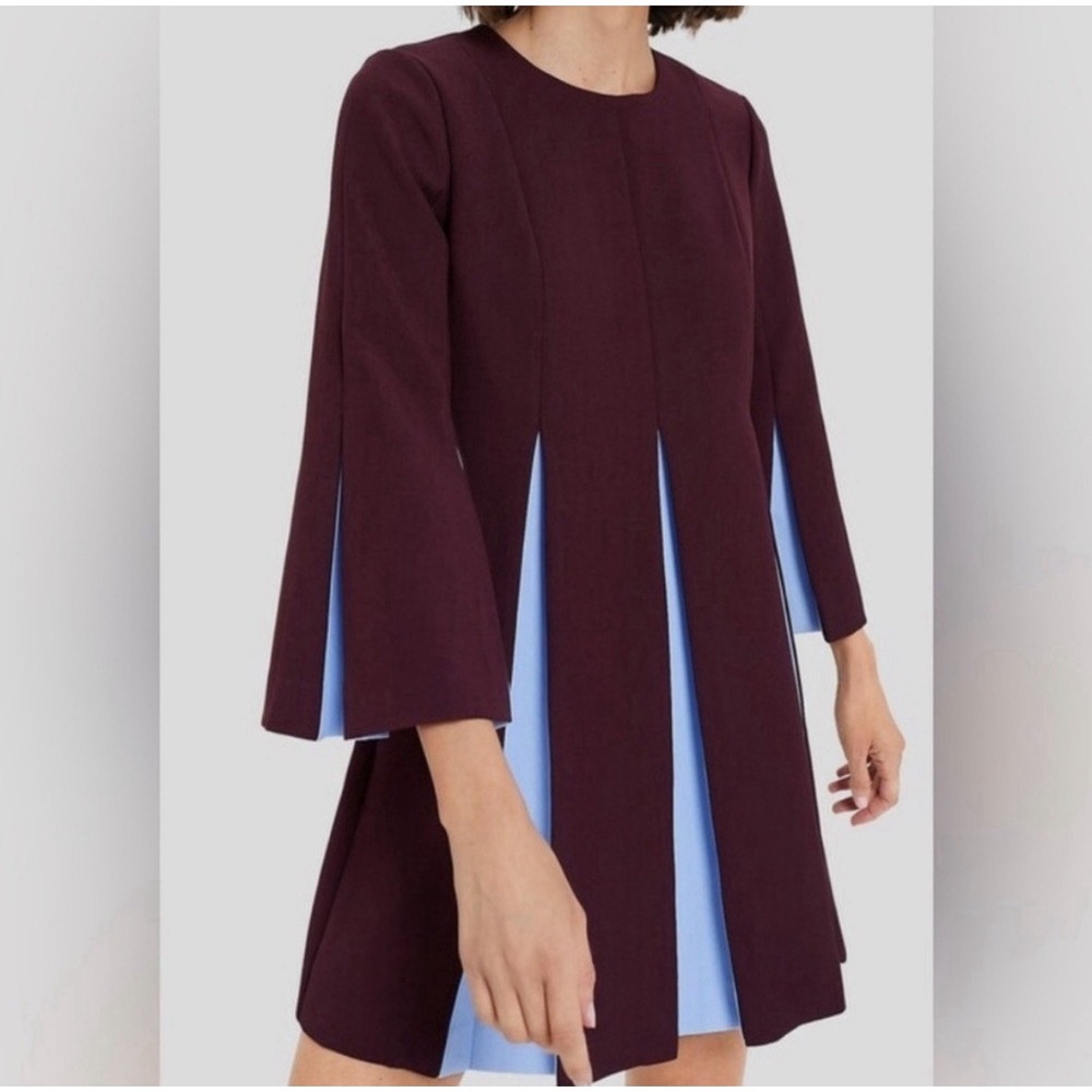 Tuckernuck Merlot and Sky Blue Long Sleeve Griffiths Dress Medium M